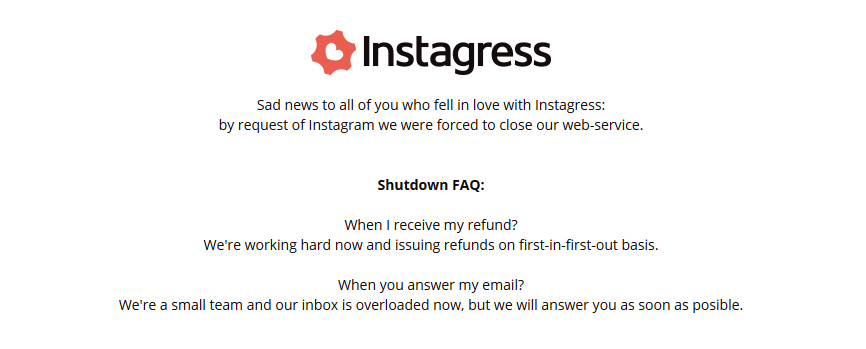 Instagress.com beendet seinen Service